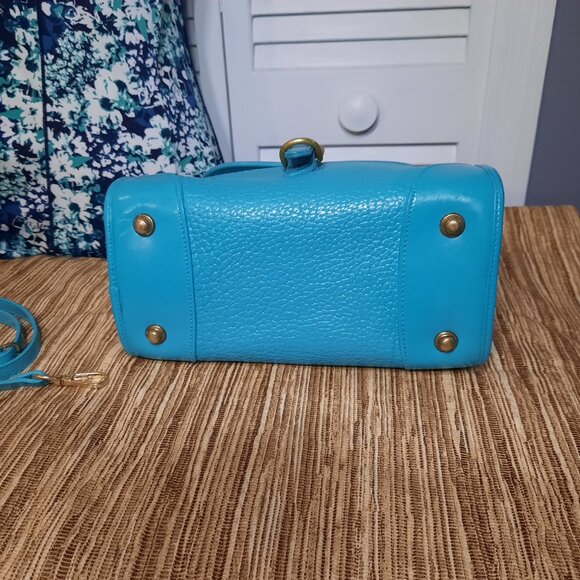 Dooney & Bourke Blue Carpet Bag Hand Painted Turquoise Crossbody Bag Vintage - Picture 3 of 16